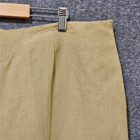 Kenar Pants Womens Sz 16 Linen Blend‎ Brown Embroidered Floral Wide Leg Side Zip - Picture 3 of 16